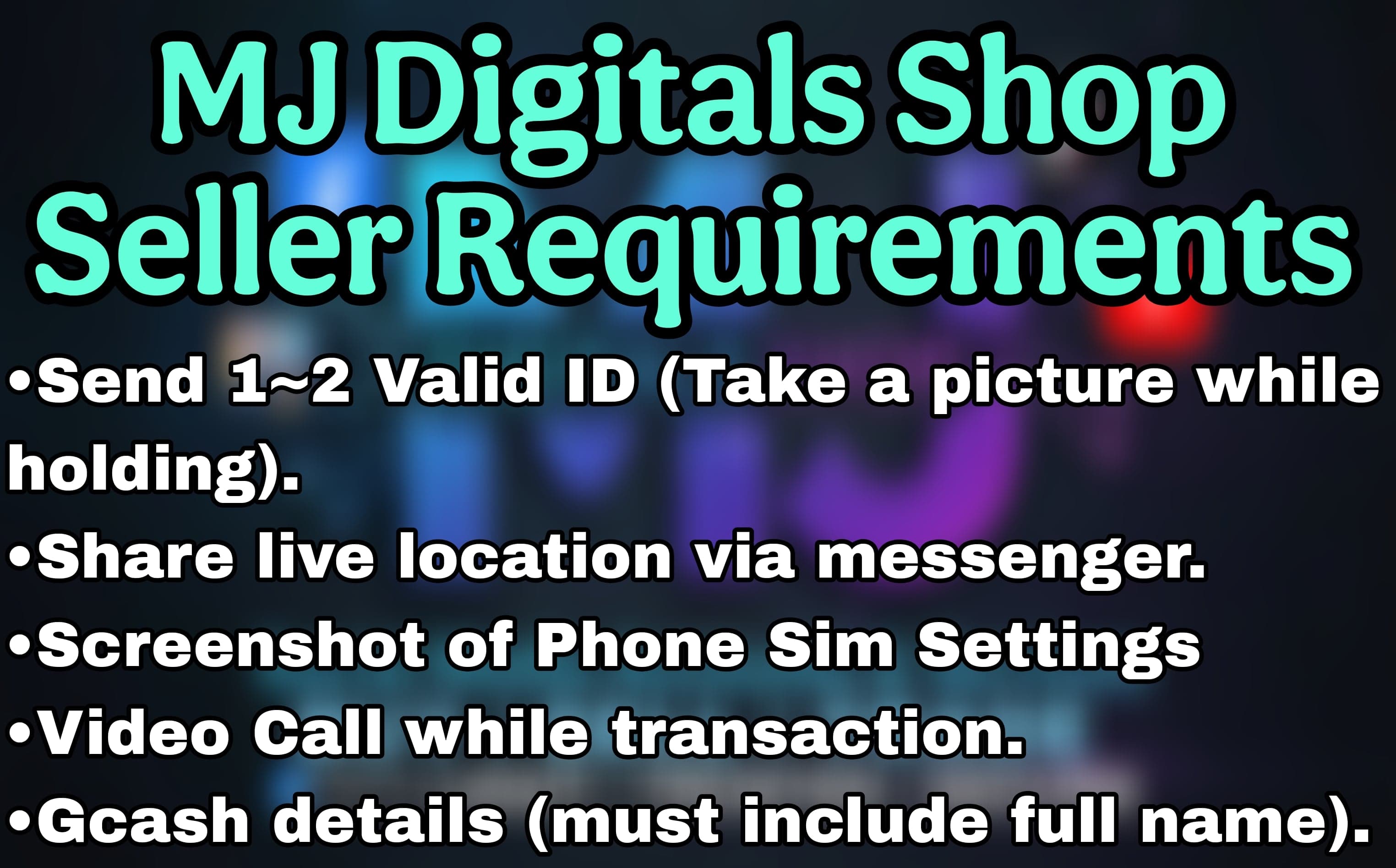 MJ Digitals Shop Seller Requirements
